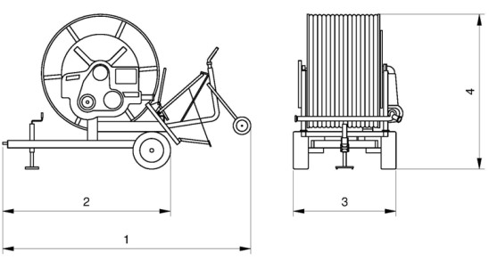 GBT Turbine Drive Hard Hose Irrigator Dimensions