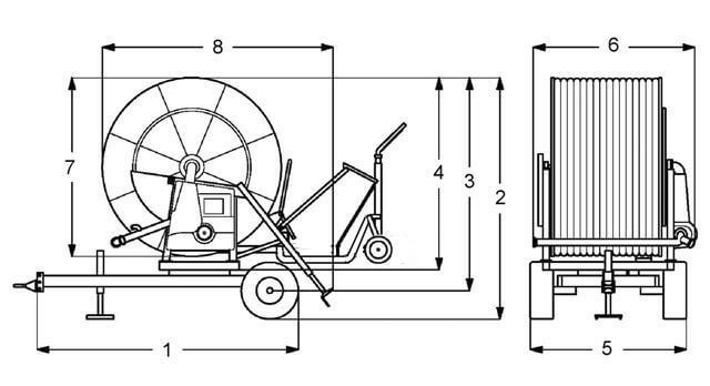 Irtec GE6 Turbine Drive Hard Hose Irrigator Dimensions